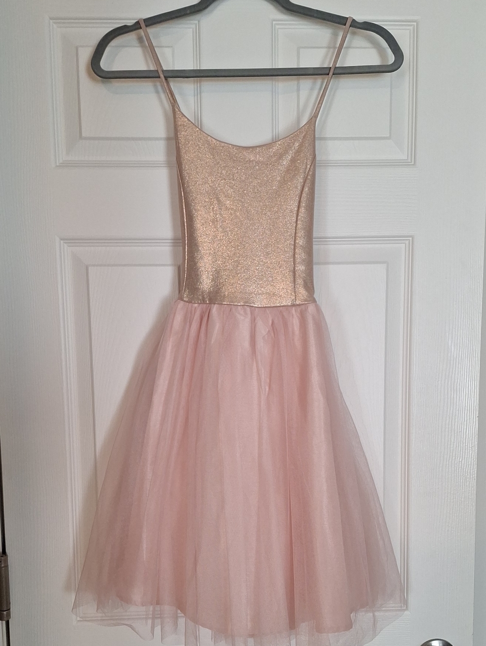 Francesca's Collections Pink and Gold Tulle Party Dress